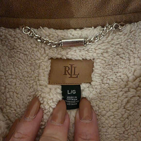 Lauren Ralph Lauren Shearling-Trim Vest Sz L - Picture 3 of 3